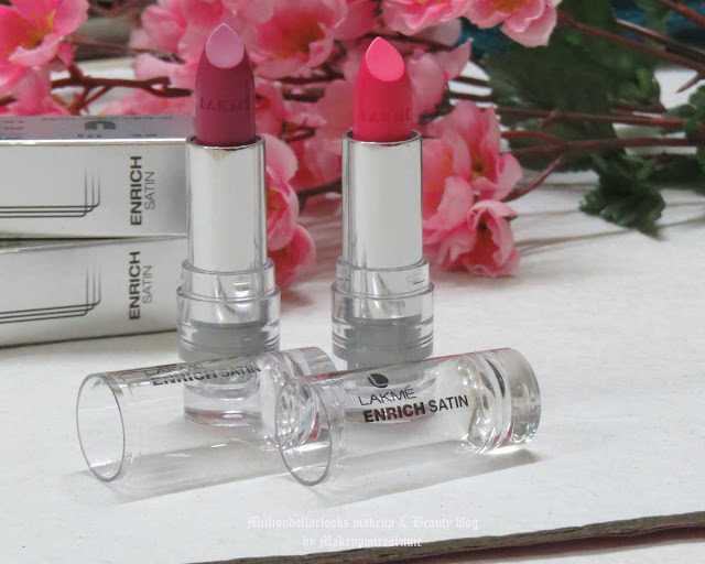 Lakme Enrich Satin Lipstick P163, P166 Review, Pictures, Swatch & Price | Indian makeup blog, Lipstick review Lakme Enrich Satin Lipstick P163, P166 Review, Pictures, Swatch & Price, Lipstick review, Lakme new enrich satin lipstick range and swatches, Indian makeup and beauty blog, Indian beauty blogger, Indian makeup blog, Lipsticks swatches, Pink lipsticks, Best affordable Lakme lipsticks, Where to buy lakme lipsticks, lotd
