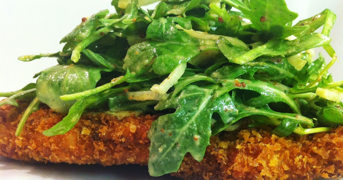 savory Chicken Mustard Milanese with an Arugula and Fennel Salad
