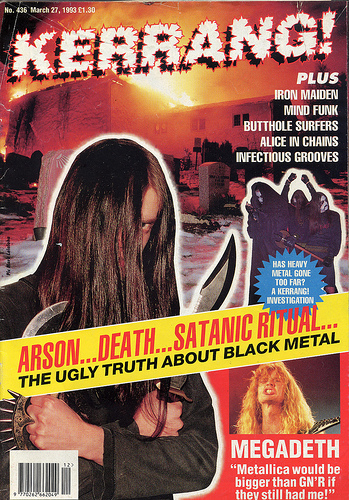 Kerrang! No. 436 March 27, 1993 Black Metal Varg Mayhem Emperor Euronymous Venom Kerrang! No. 436 March 27, 1993 Black Metal Varg Mayhem Emperor Euronymous Venom