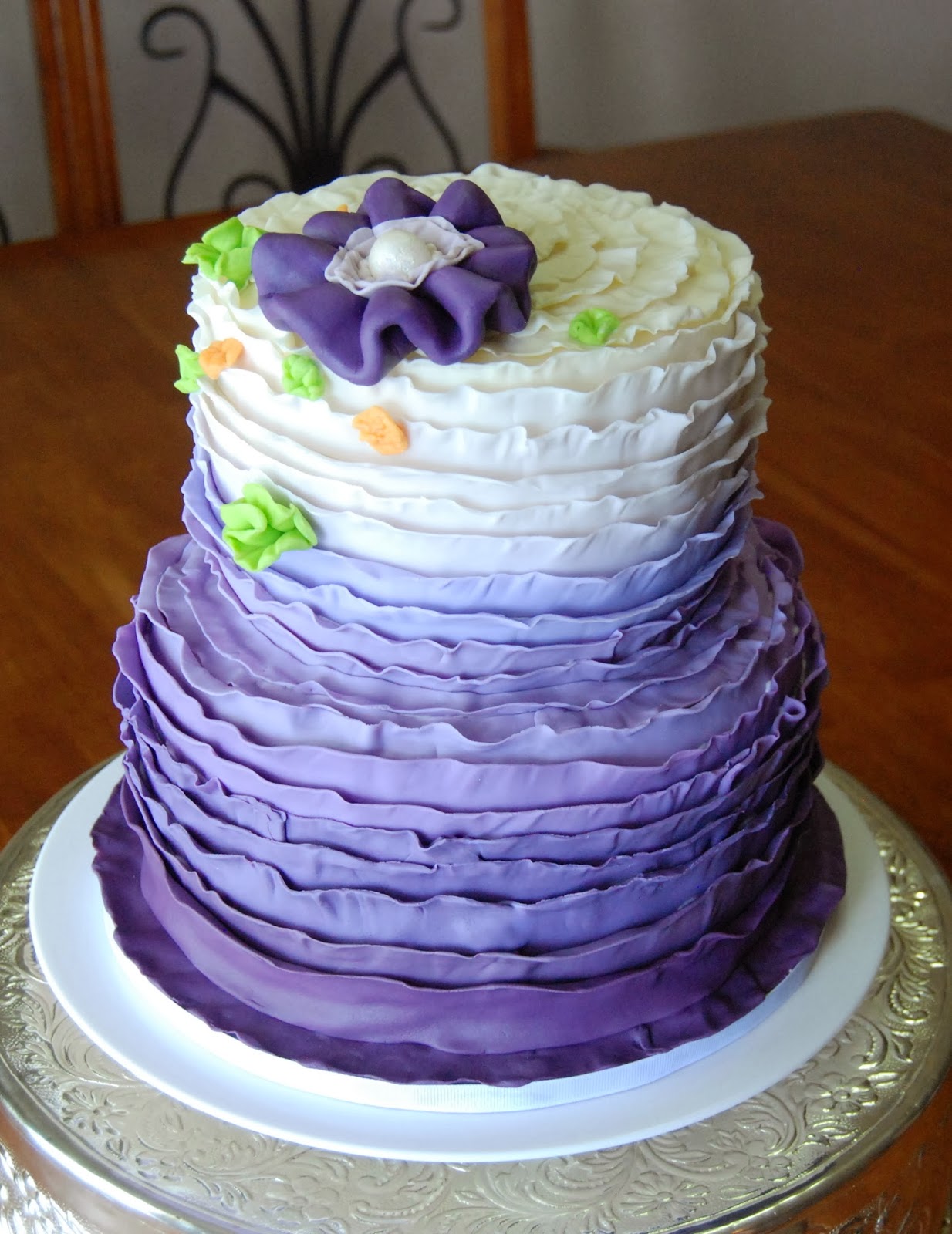 Custom Cakes By Stef Purple Ombre Fondant Ruffle Custom Cakes By Stef Purple Ombre Fondant Ruffle