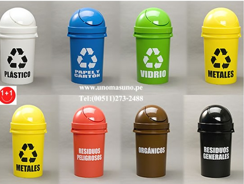 colores de recipientes de reciclaje