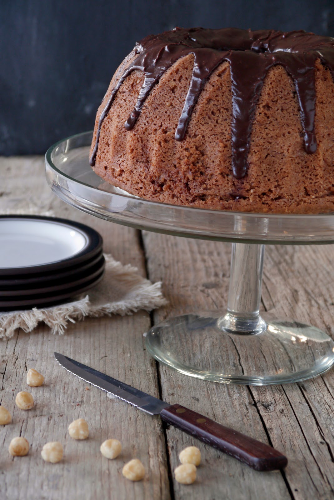 Cardamom fig Chocolate hazelnut bundt cake with nutella glaze