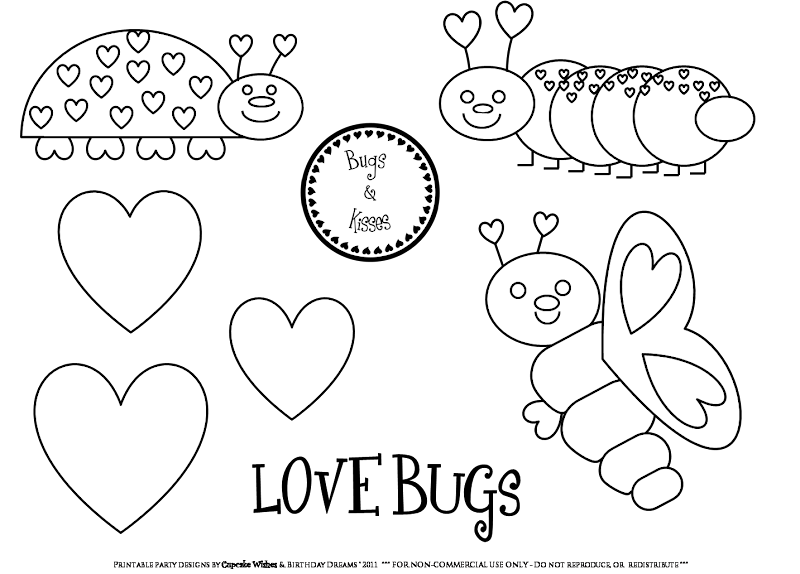 Friday Freebie: Love Bugs Printable Party Collection Coloring Page title=