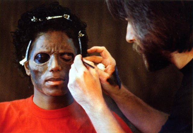 Mj Putting Makeup For Thriller Shotonwhat Behind The Scenes