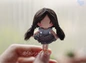 Tiny Girl  Doll   - Height of doll 5 cm - Doll made of 100 % cotton crochet thread