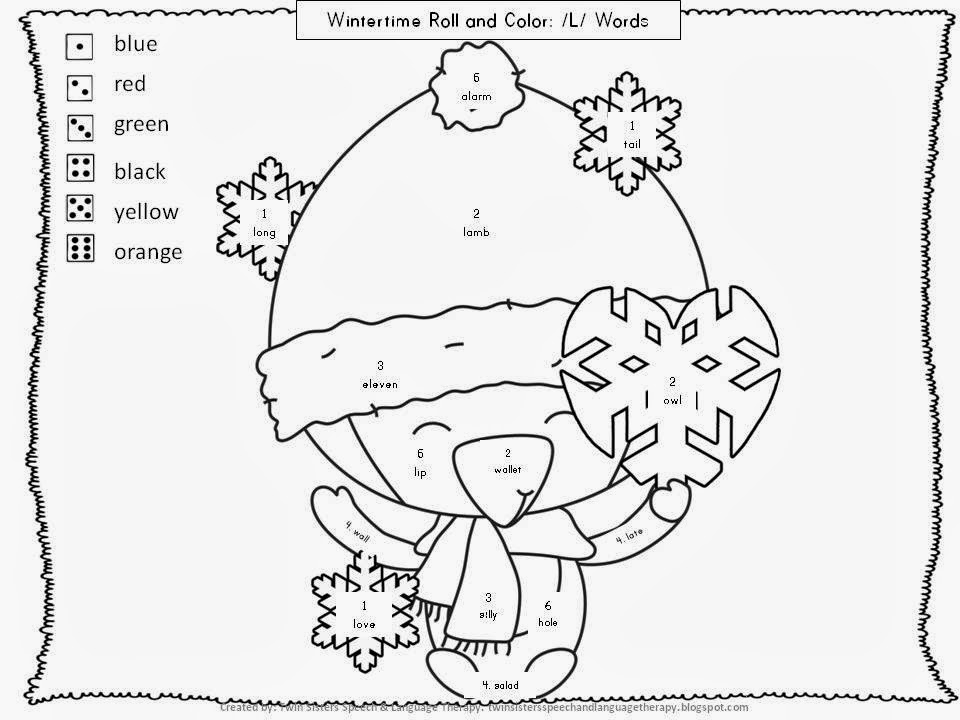 Twin Speech, Language & Literacy LLC: WINTERTIME ROLL & COLOR