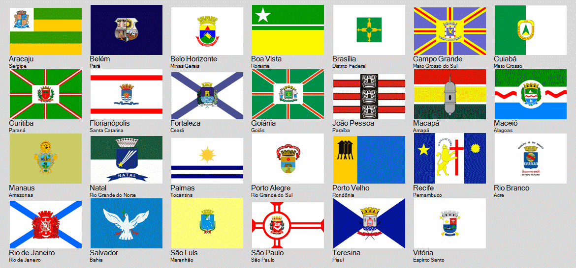 Flags of Brazilian States - With State Shapes