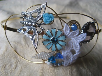 Wired Hairband - blue metal flower B - S$55