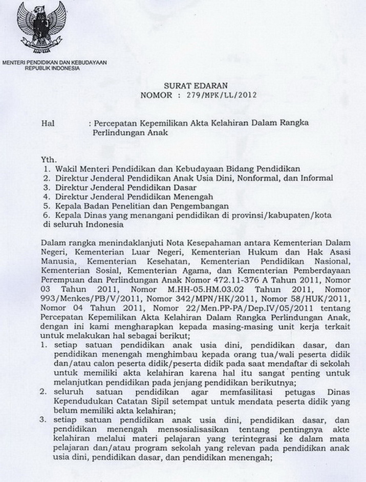 Perihal Percepatan Kepemilikan Akta Kelahiran Dalam Rangka