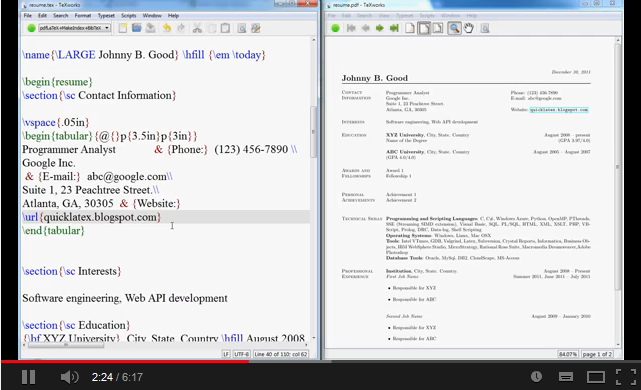 Latex Video Tutorial How To Create A Resume Or Cv In Latex
