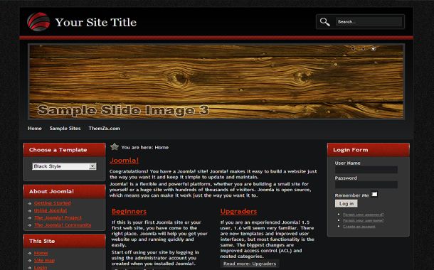 Red Black Wood Free Joomla 1.6 Theme Template Red Black Wood Free Joomla 1.6 Theme Template