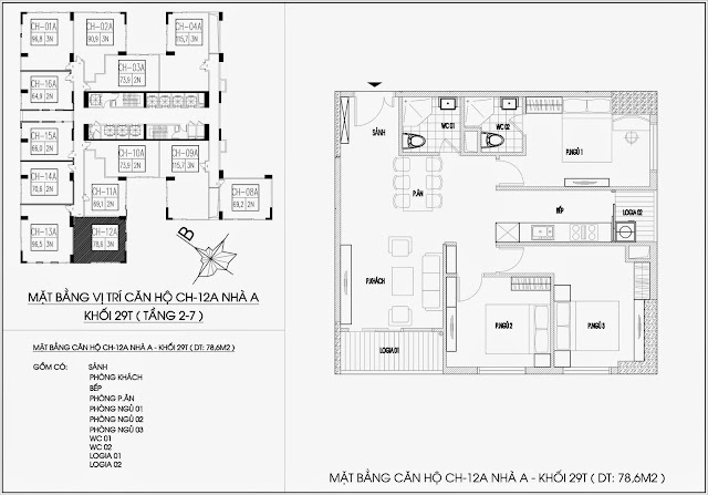 Mặt bằng căn hộ tòa A - 29 tầng, chung cư Imperia Garden Mặt bằng căn hộ tòa A - 29 tầng, chung cư Imperia Garden