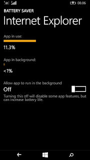 battery usage by each app in wp