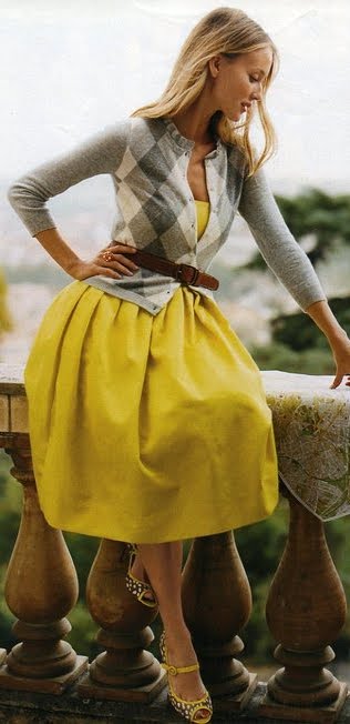 yellow dress with cardigan