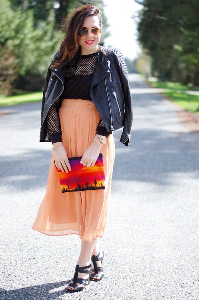 Mesh crop top and Forever 21 midi skirt outfit Covet and Acquire