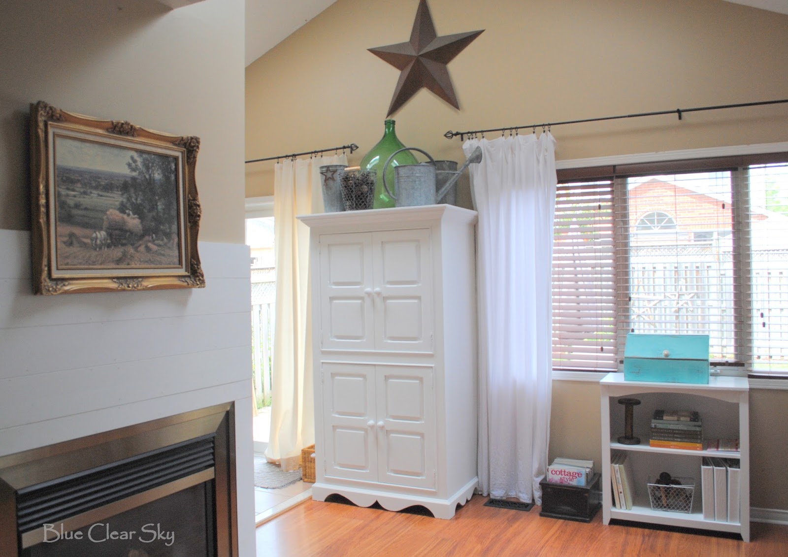 Rustic Maple Painted Armoire in Mercury Glass White