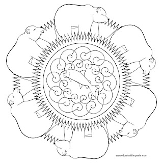 Bear mandala to print and color- 100 ppi jpg version- transparent PNG version also available.