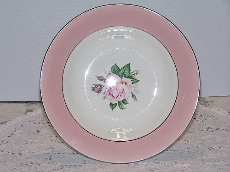 LilacsNDreams Shoppe Pink Rose Candy Dish Stand Glass Pedestal Vintage