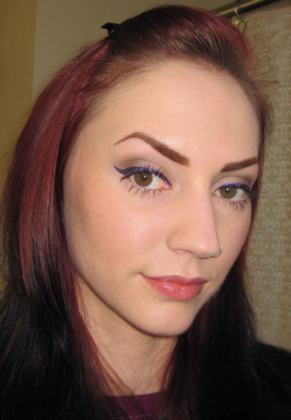 Glitter is my crack... Neutral Eye Makeup look with Purple Glitter Liner