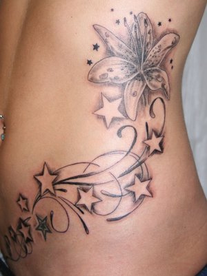 small and cute star tattoo designs combined with moon tattoo designs 5