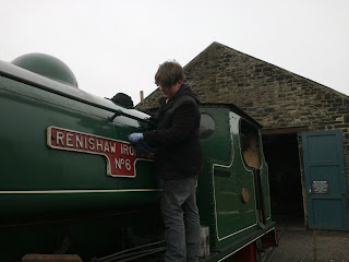 Matthew cleaning Renishaw Ironworks No.6 at the start of the day