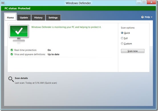 Windows 8 - Windows Defender