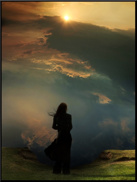 sad girl standing alone