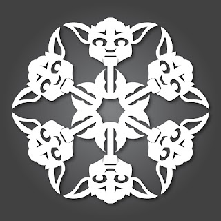 star wars theme snowflakes paper cutting, yoda