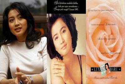 Desy Ratnasari saat membintang iklan Sabun Lux (kanan)