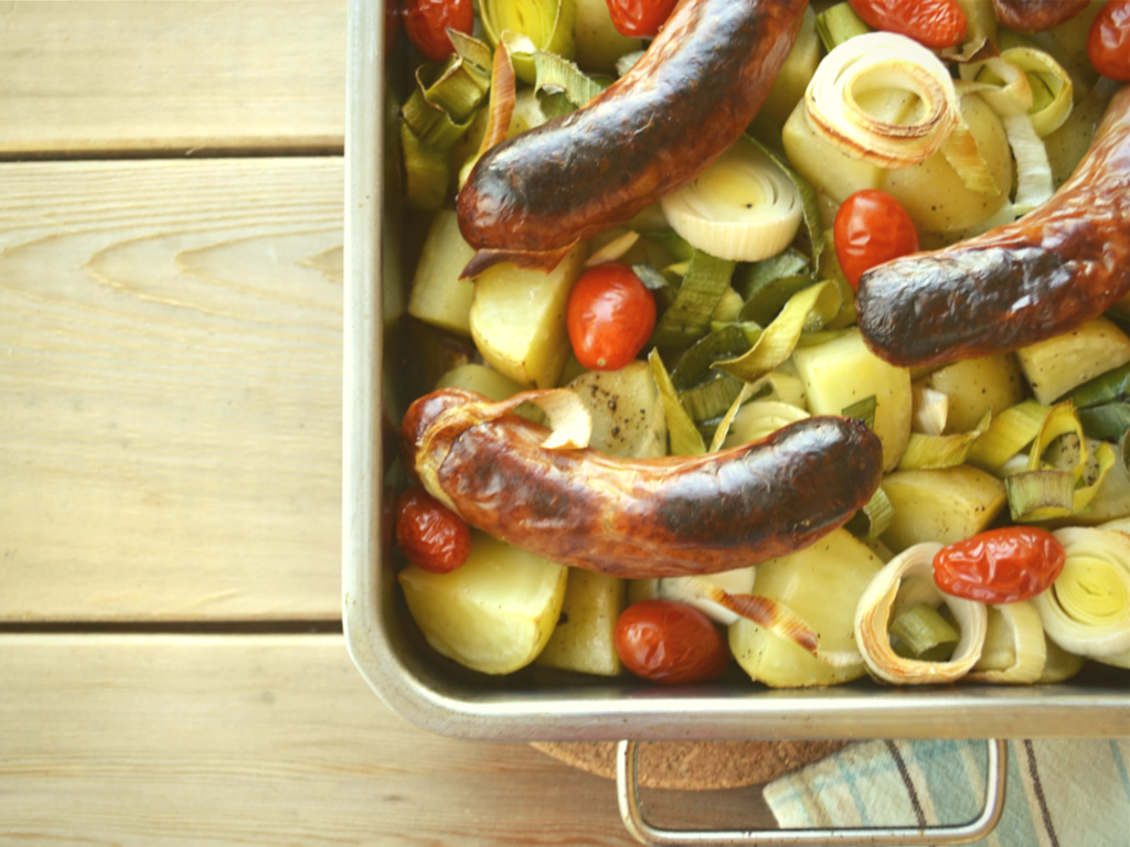 Sausage Roast with Potato and Leek