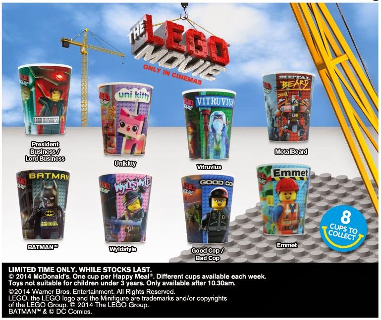 LEGO Movie EMMET CUP MCPLAY McDonald's Happy Meal Toy NEW in package 