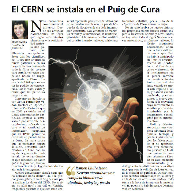 Última Hora | 'El CERN se instala en el Puig de Cura', por Roser Amills - Roser Amills, escritora mallorquina