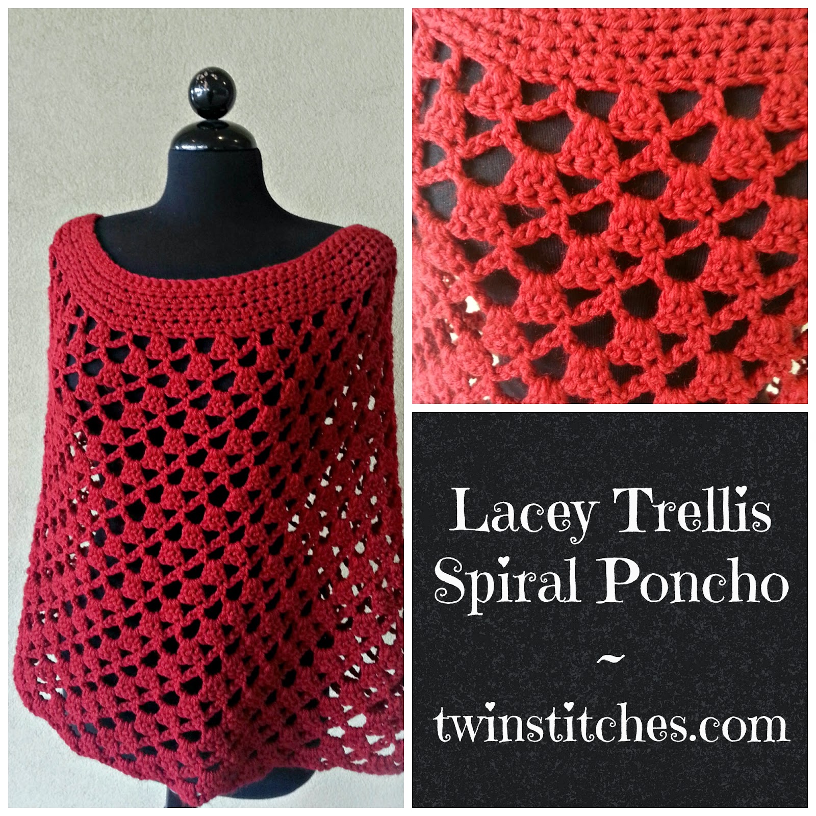Tw-In Stitches: Lacey Trellis Poncho - Spiral Version ...
