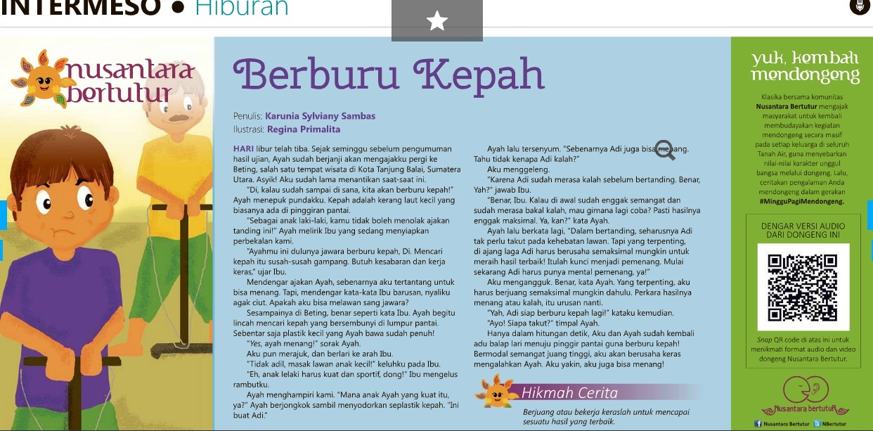 Rekam Jejak Sang Pemimpi Cerpen Anak Berburu Kepah dimuat