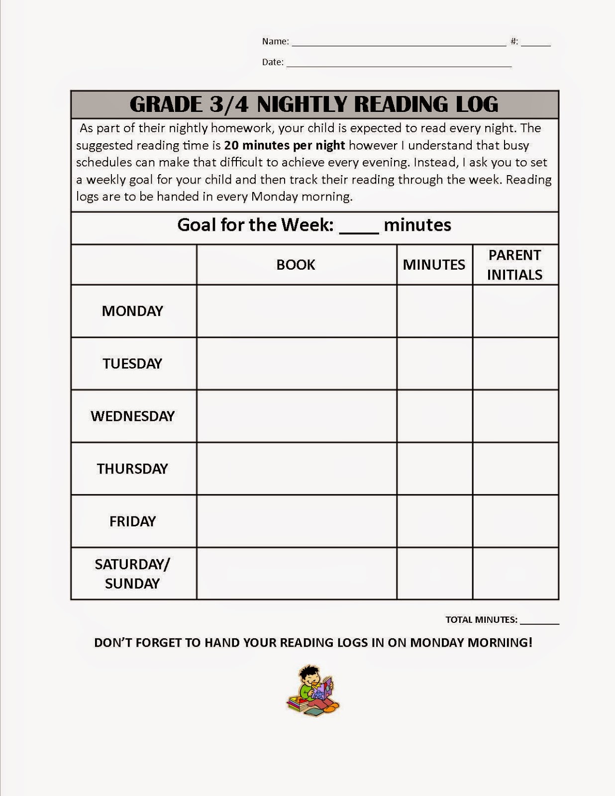 weekly reading log