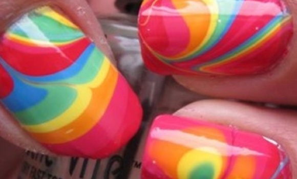 water marble rainbow water marble rainbow esmalte uñas psicodélico
