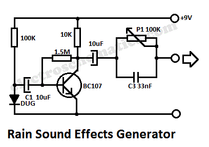 Circuit Project: Rain Sound Effects Generator circuit Circuit Project: Rain Sound Effects Generator circuit
