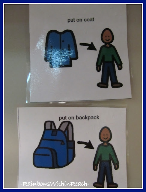 photo of: Visual Cues for Preparing to Leave School: Coat and Backpack