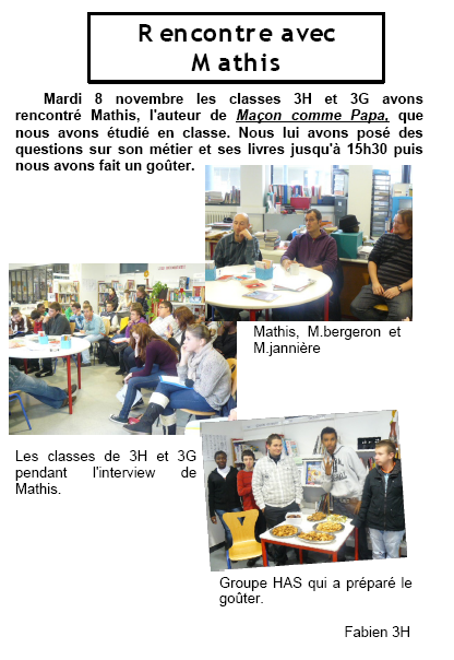 projet rencontre avec auteur