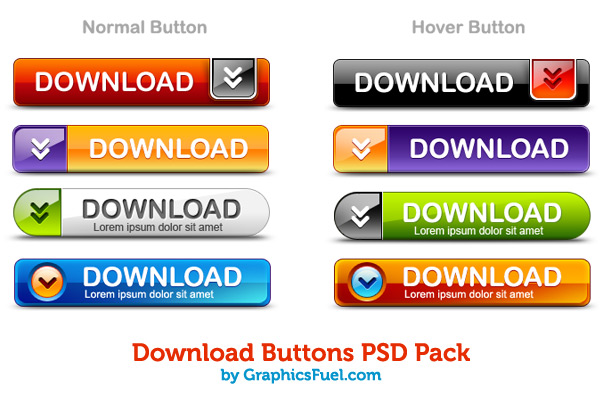 Download Buttons Pack UI Elements PSD