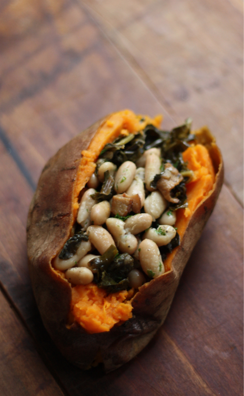 E.A.T. Beans and Greens Stuffed Sweet Potato