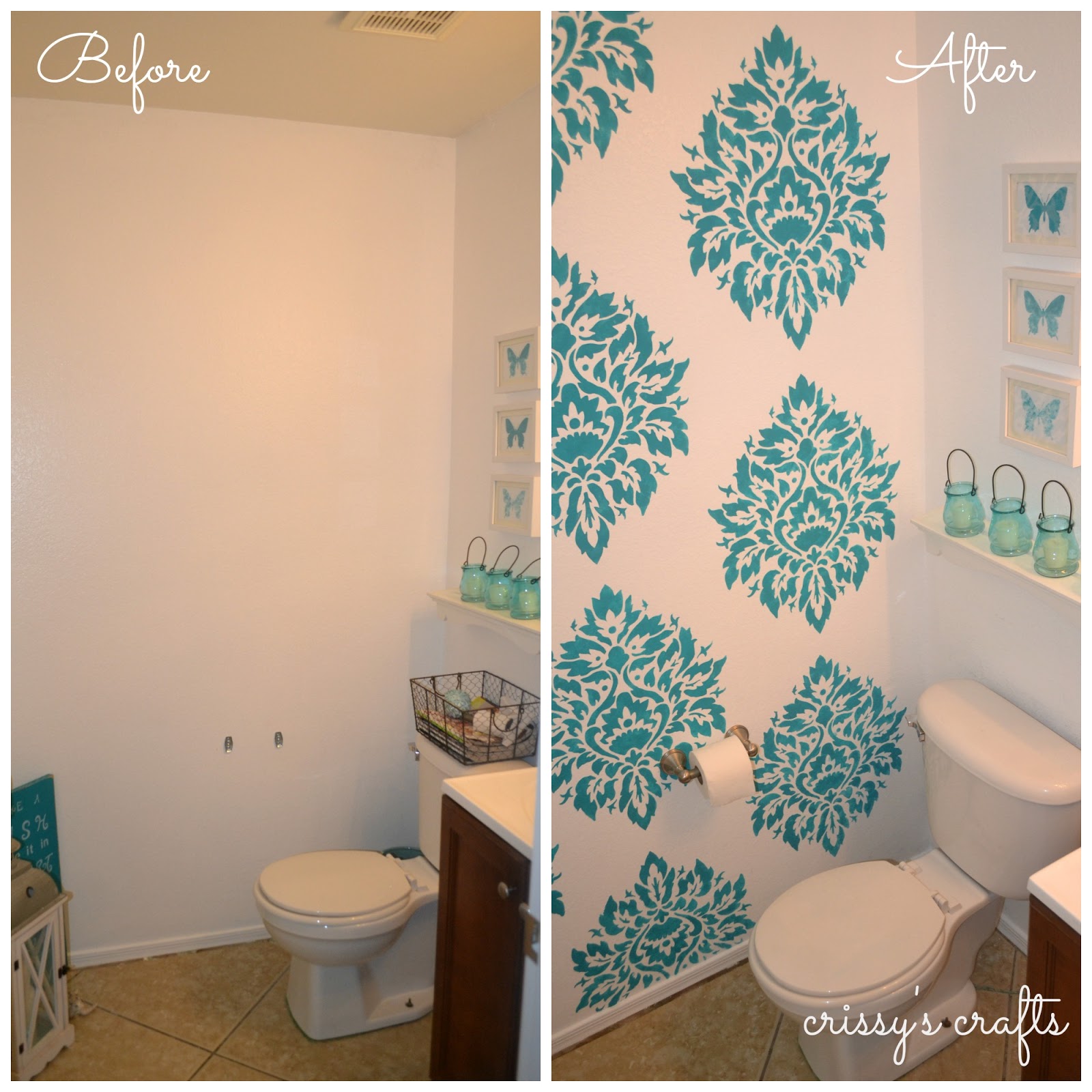 Crissy's Crafts Powder Room Stenciled Accent Wall
