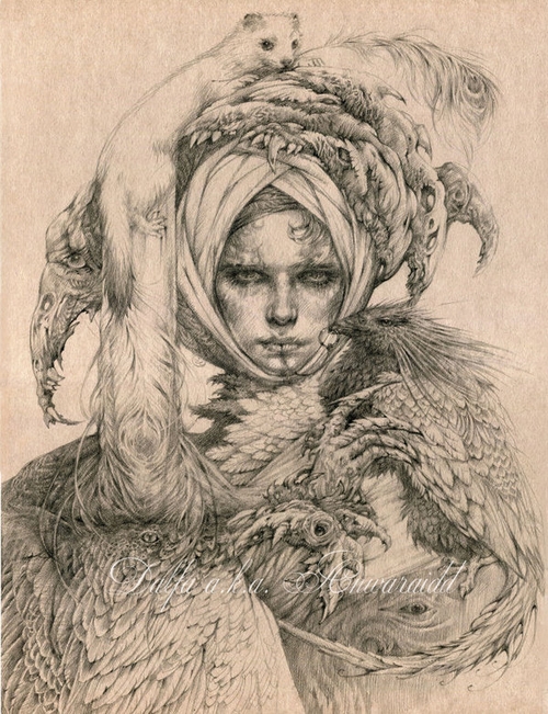 14-Lady-with-an-Ermine-Olga-Anwaraidd-Drawings-Fantasy-Portraits-Imaginary-Characters-www-designstack-co
