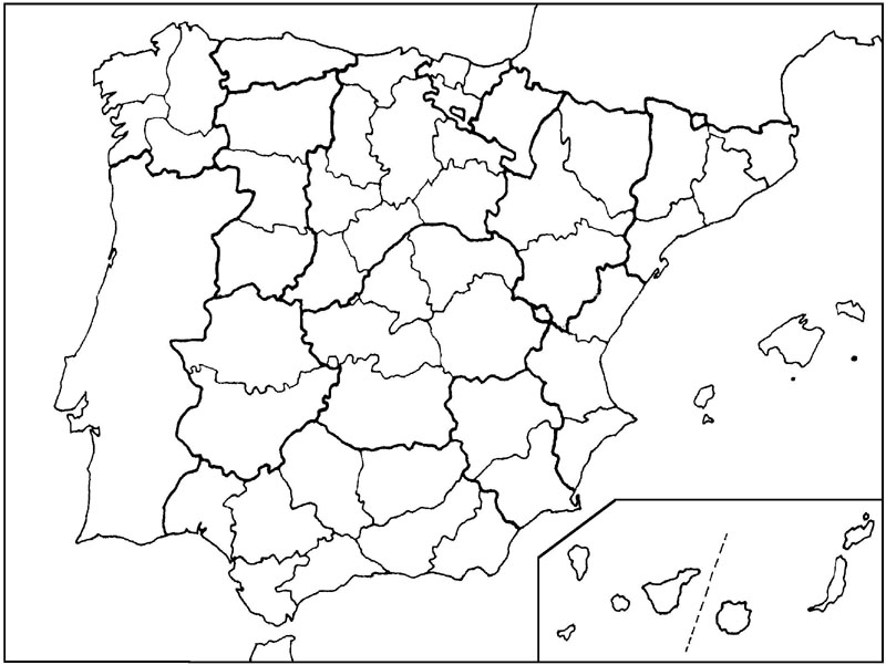 mapa politico de espana en blanco y negro para imprimir