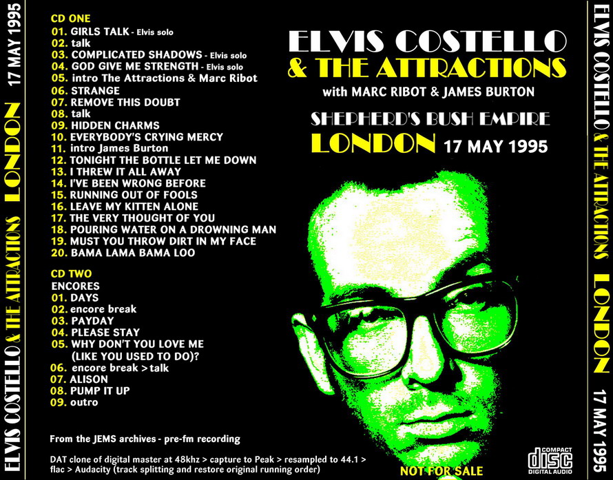 T.U.B.E. Elvis Costello 19950517 London, UK (preFM/FLAC)