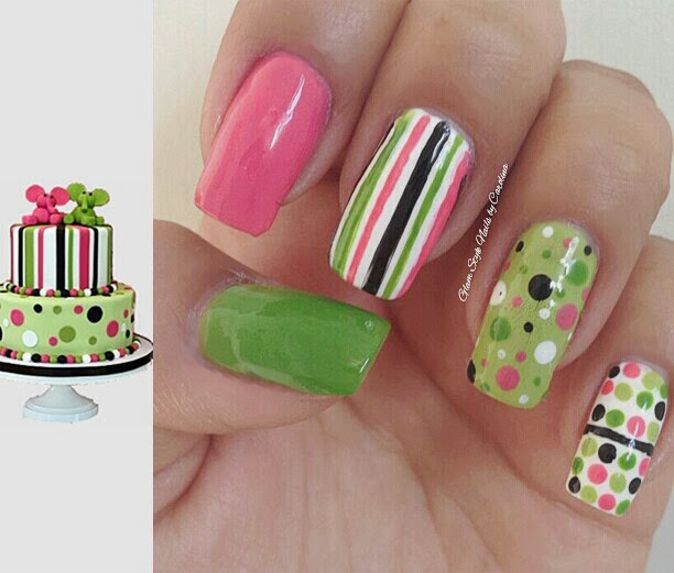 Glam Style Nails by Carolina Fondant Cake Nail Art Inspiration Day 20