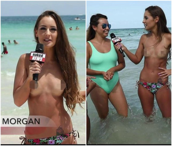 Topless beach interview