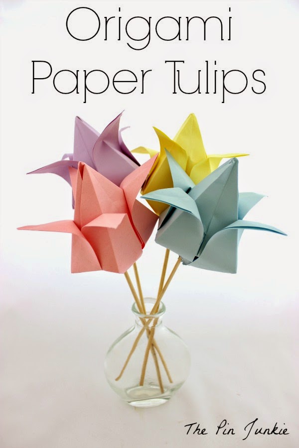 Origami paper tulips