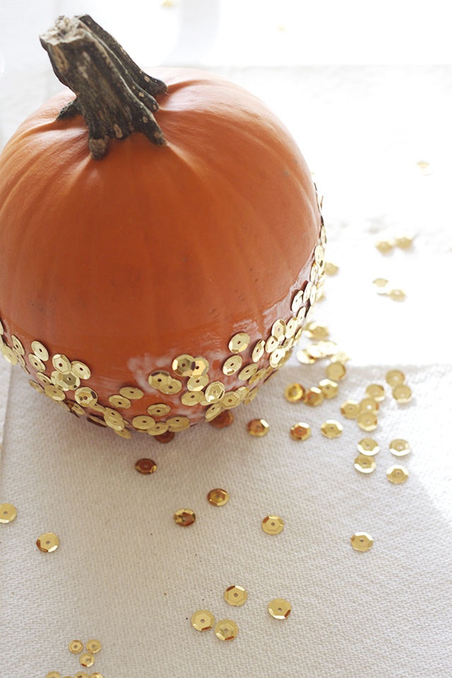 DIY Gold Sequin Pumpkins Michaela Noelle Designs