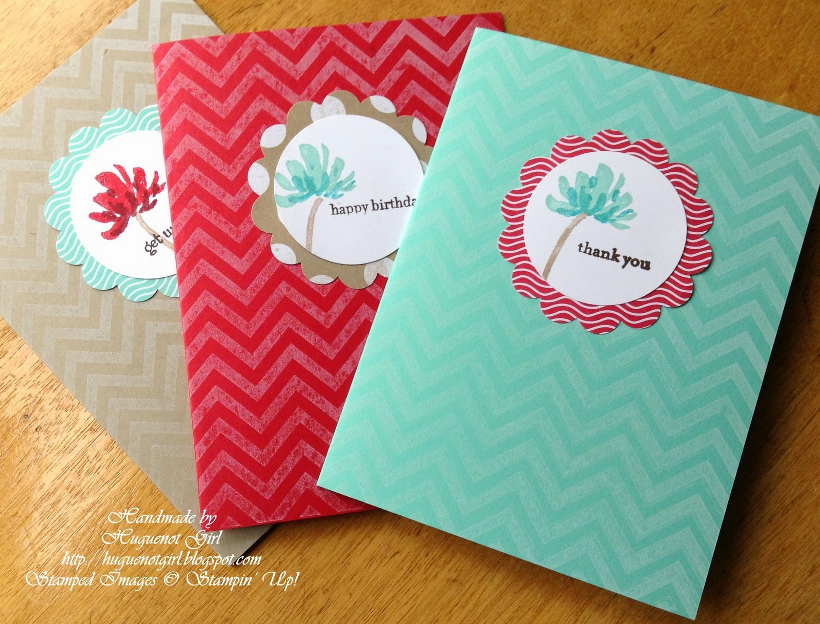 Huguenot Girl Chevron Cards & Matching Gift Bag
